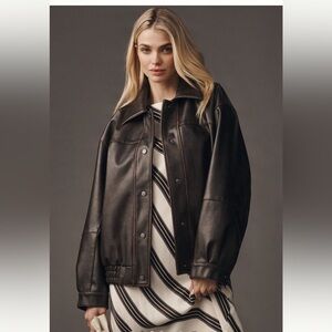 Anthropologie Vegan Leather Bomber Jacket